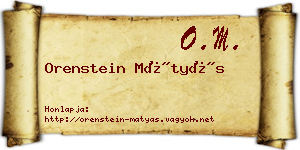 Orenstein Mátyás névjegykártya